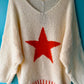 THE 'SUPERSTAR' FABULOUSLY SOFT STAR DETAIL OVERSIZED SNUGGLE JUMPER IN CREAM AND ORANGE