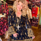 THE 'JASMINE' BEAUTIFUL BLACK AND GOLD EMBROIDERED BELL SLEEVE DRESS MADE IN INDIA