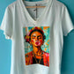 THE 'COOL FRIDA' STATEMENT T SHIRT WITH FRIDA KAHLO MOTIF TO THE FRONT CLASSIC WHITE