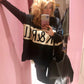 'ROXANNE' FUNKY ROCK AND ROLL MOTIF OVERSIZED JUMPER IN BLACK & PALE GOLD