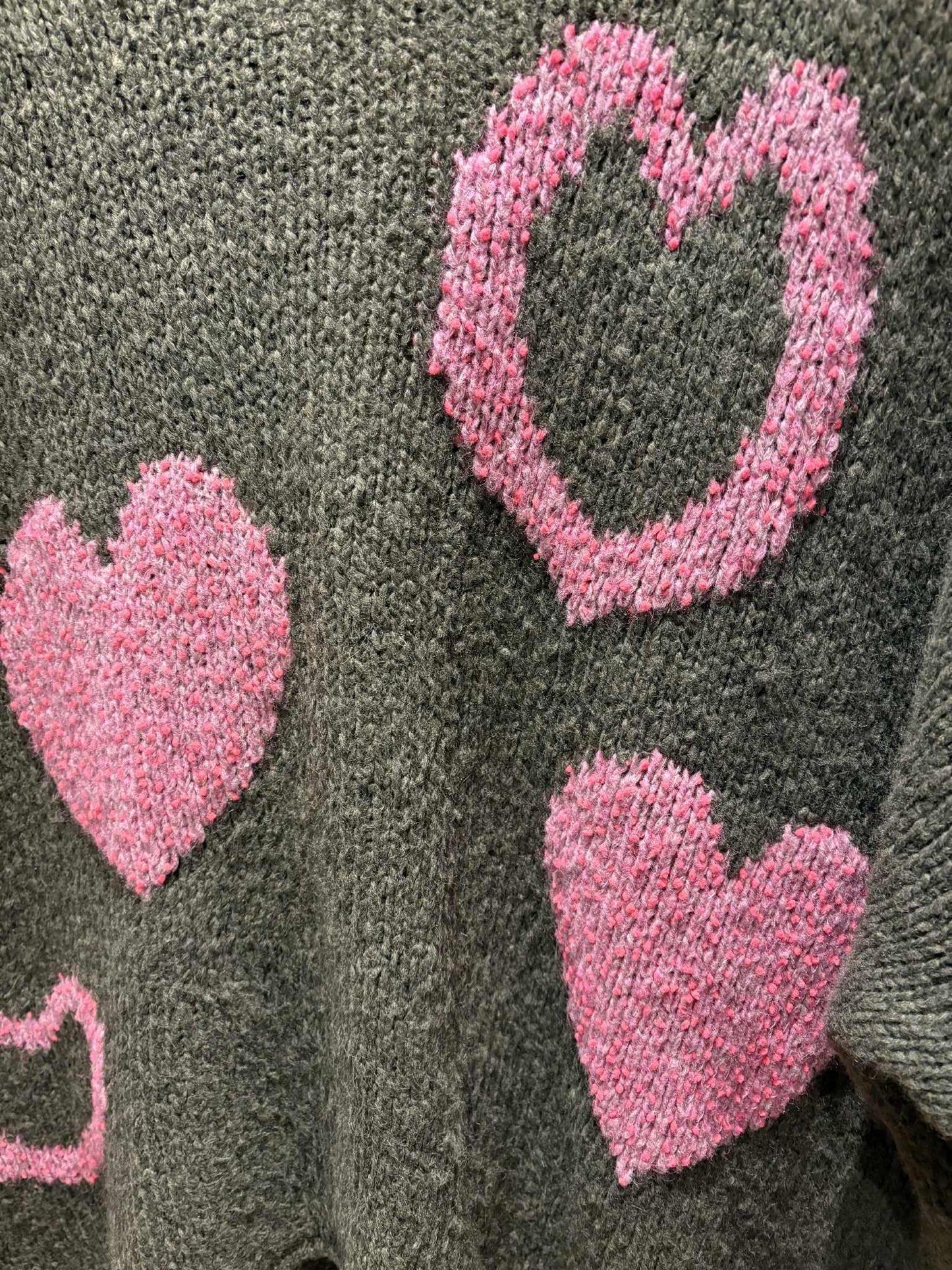 THE 'JOLLY HEARTS' COSY OVERSIZED SNUGGLE JUMPER IN KHAKI OR CREAM