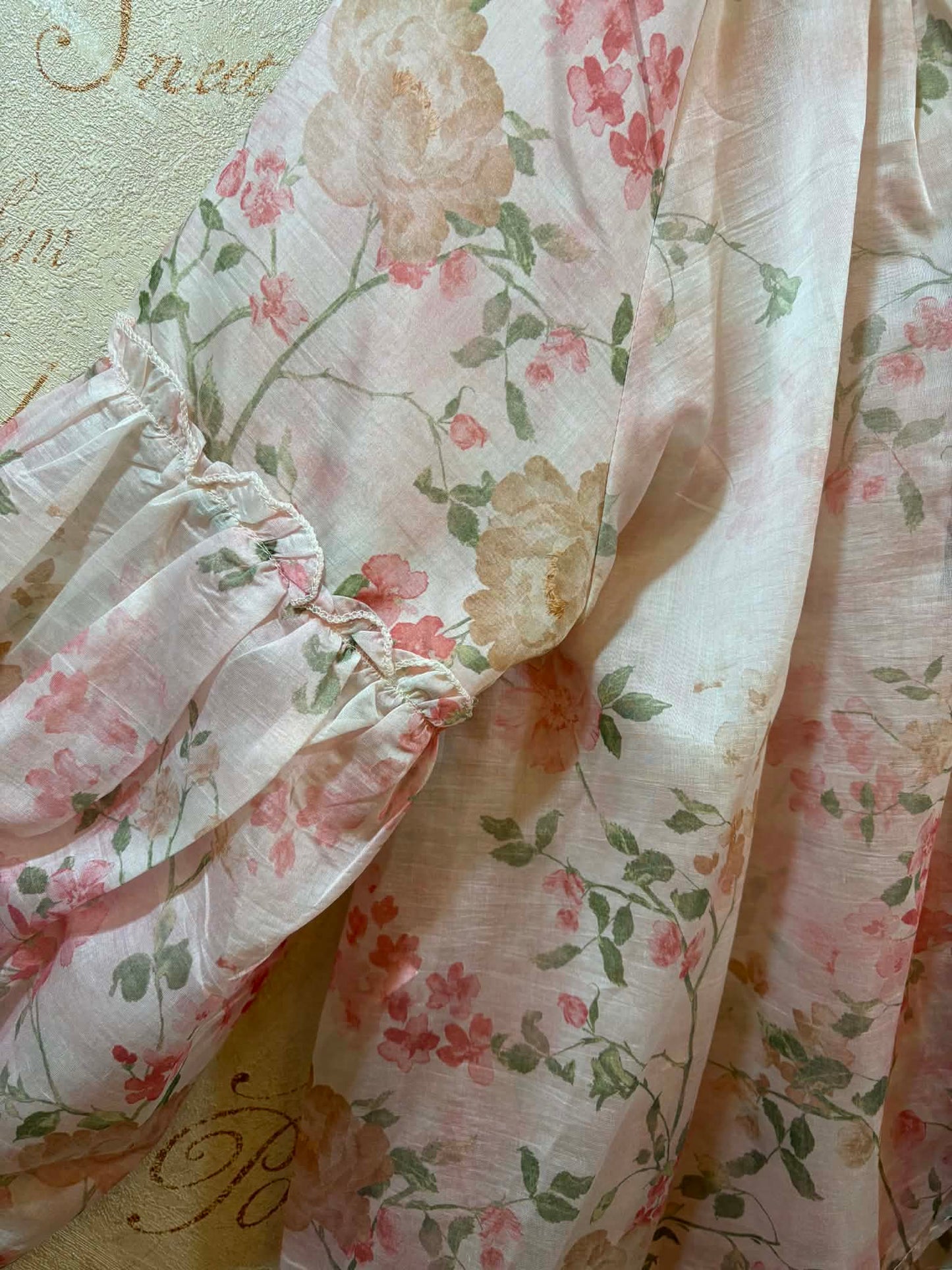 THE 'EVELYN' STUNNING 70'S STYLE ENGLISH FLORALS FINE AND FLOATY FRILL BALLOON SLEEVE BLOUSE PINK OR YELLOW