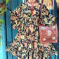 THE 'BELLE BONITA' RICH BOTANICAL PRINT 70'S BABYDOLL STYLE SMOCK DRESS WITH BALLOON SLEEVES