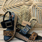 THE 'ST TROPEZ' STUNNING LEOPARD AND BLACK FEATURE PLATFORM WEDGE  SANDAL WITH SUPER COMFORT MEMORY FOAM SOLE