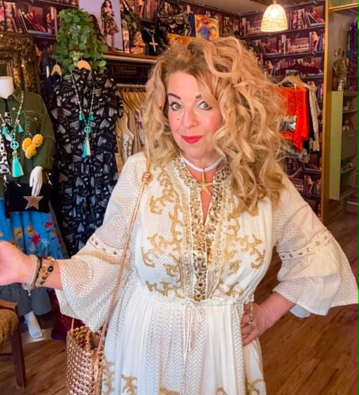 THE 'PALOMA' 100% COTTON STUNNING RICHLY EMBELLISHED IVORY BELL SLEEVE BOHEMIAN DRESS FROM OUR EXCLUSIVE SPANISH COLLECTION