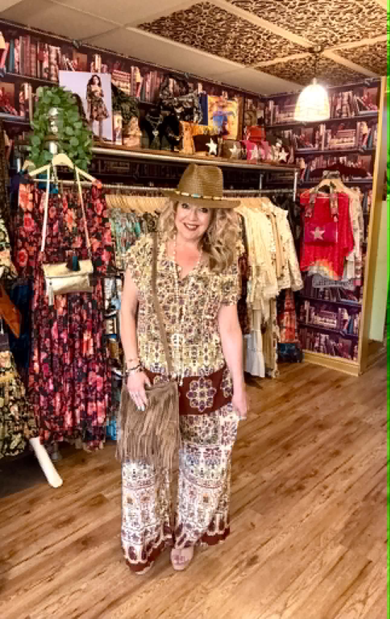 THE 'JONI' STUNNING VINTAGE 70'S STYLE BOHEMIAN PRINT RELAXED FIT TWO PIECE TROUSER SUIT