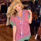THE 'COSIMA' VINTAGE STYLE RAINBOW COLOURED BOUCLE KNIT LONG LENGTH TANK TOP