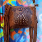 THE 'PHOENIX' EXQUISITE ITALIAN LEATHER CROC EFFECT FRINGED BAG WITH ADJUSTABLE SHOULDER STRAP