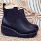 THE 'LUNA' CONTEMPORARY WEDGE PLATFORM CLASSIC BLACK BOOT FROM OUR SUPER COMFORT 'LITESOLES' RANGE