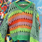 THE 'COSMIC GIRL' FUNKY RAINBOW COLOURED CHUNKY OPEN STITCH KNIT WITH BALLOON SLEEVES