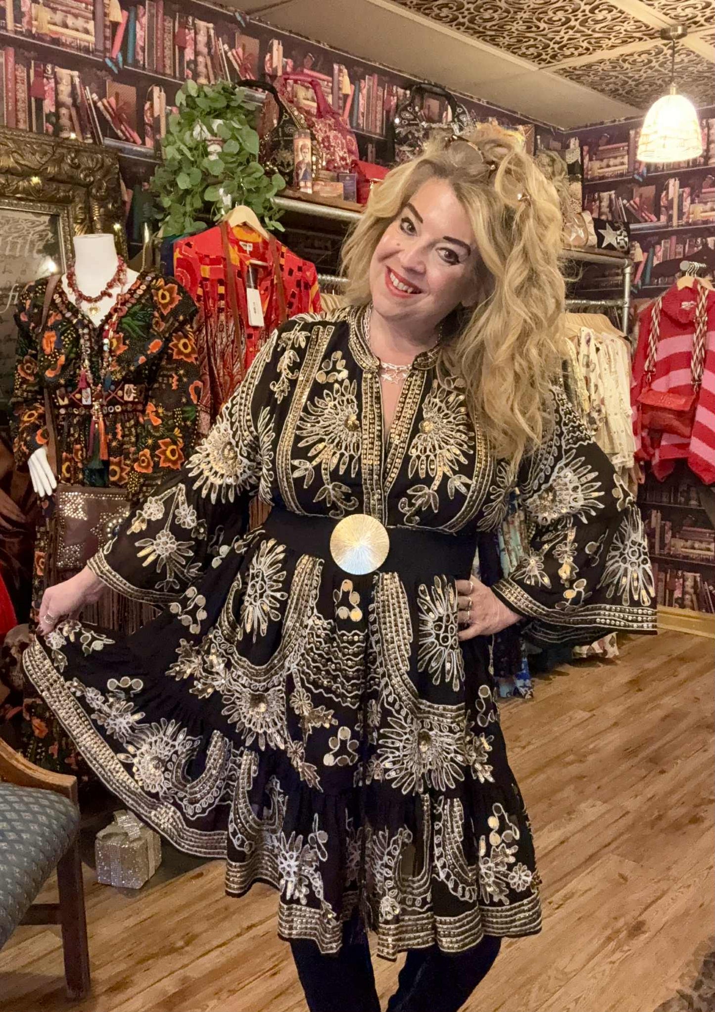 THE 'YARA' STUNNING RICHLY EMBELLISHED BELL SLEEVE TUNIC DRESS FROM OUR EXCLUSIVE SPANISH COLLECTION