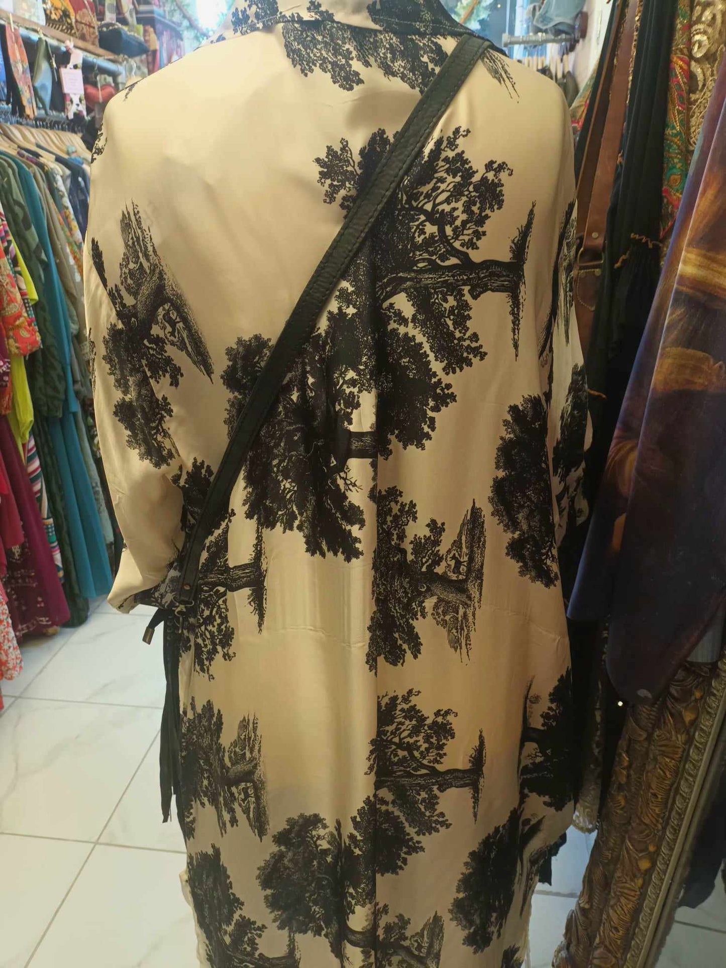 THE 'TREE OF LIFE' LUXURIOUS SILK BLEND RELAXED FIT SHIRT DRESS WITH POCKETS BLACK, IVORY, KHAKI OR GOLD