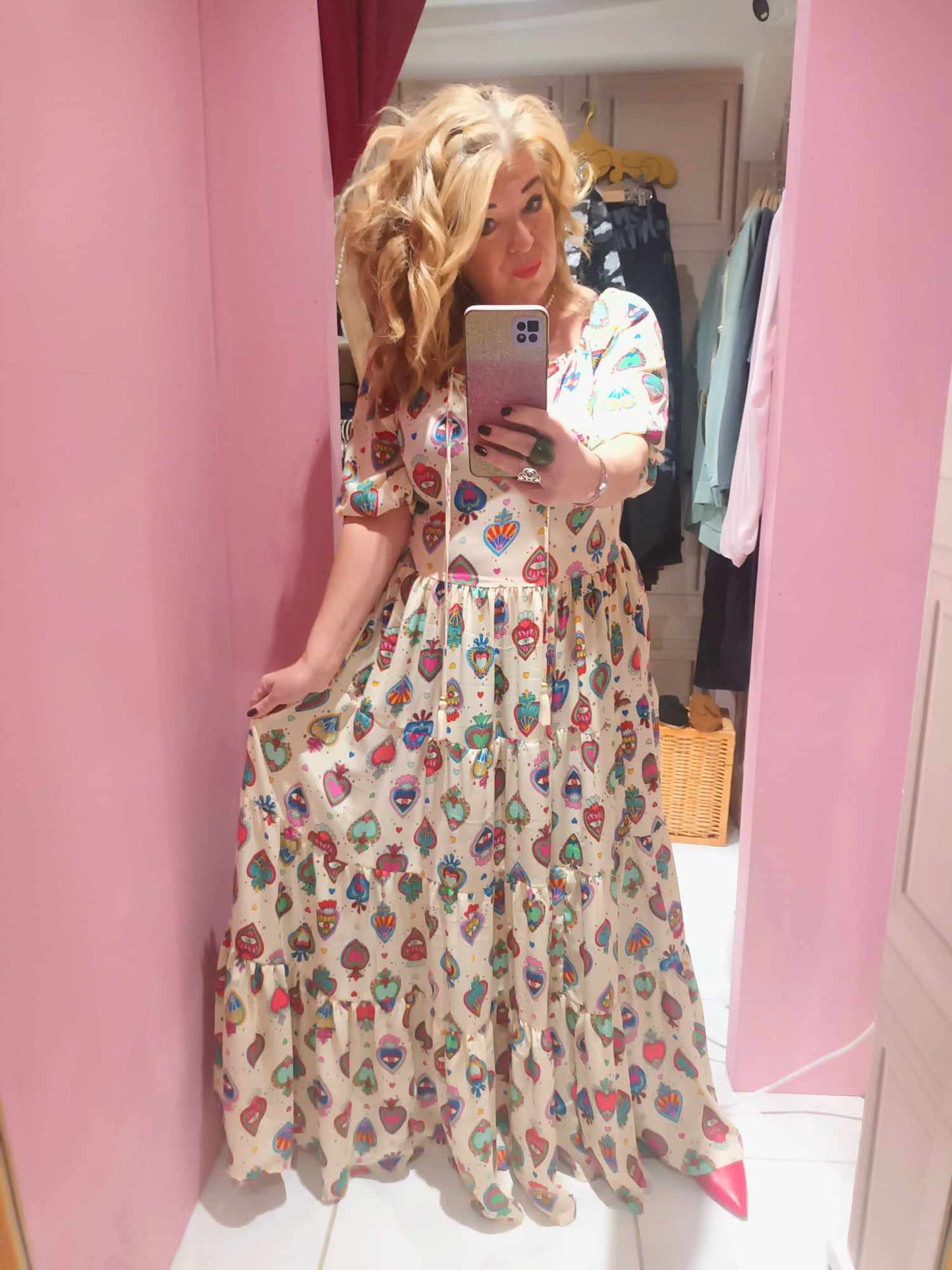 THE 'MYSTIC LOVE' BOHEMIA HEART PRINT DRESS IN RAINBOW COLOURS