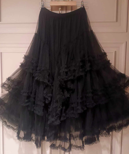 THE 'CENTRE STAGE' FULL AND FROTHY SWISHY BLACK TULLE SKIRT