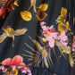 'MIDNIGHT FIESTA' SPANISH COLLECTION BEAUTIFUL FLORALS AND BIRDS FULL LENGTH 3/4 SLEEVE TIERED MAXI DRESS
