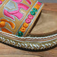 'BOHO BABE' BEAUTIFUL ETHNIC INSPIRED RICHLY EMBROIDERED INDIAN ELEPHANT PATTERN SLIDERS TAN