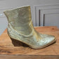'DESERT STAR' BEAUTIFUL PALE GOLD SUPERSOFT FEEL FLEXI SOLE EMBELLISHED COWBOY BOOTS WITH WOODEN CUBAN HEEL