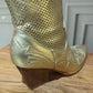 'DESERT STAR' BEAUTIFUL PALE GOLD SUPERSOFT FEEL FLEXI SOLE EMBELLISHED COWBOY BOOTS WITH WOODEN CUBAN HEEL