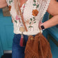 'HENDRIX' BEAUTIFUL AND BOHO 100% ITALIAN SUEDE LEATHER 70'S STYLE FRINGED BUCKET BAG BLACK