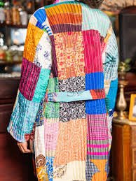 THE 'SASKIA' STUNNING PARISIAN DESIGNER 70'S STYLE QUILTED PATCHWORK KIMONO JACKET