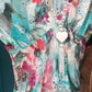 THE 'MEADOW' 100% COTTON BRODERIE ANGLAISE WATERCOLOUR FLORAL PRINT DRESS AQUA OR PINK