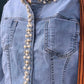 THE 'TAYLOR' FABULOUS PEARL AND DIAMANTE EMBELLISHED SUPERSOFT FADED STRETCH DENIM JACKET