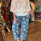 THE 'LUCKY STAR' RELAXED FIT FUNKY FADED STAR PRINT DRAWSTRING WAIST RELAXED FIT JEANS