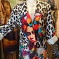 THE 'FRIDA LEOPARD' LUXE FEEL BUTTON FRONT STATEMENT BLAZER WITH FAUX POCKETS