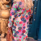 THE 'BRIGHTER DAYS' BEAUTIFUL RAINBOW FLORALS QUILTED COAT WITH FLEECE LINING