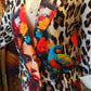 THE 'FRIDA LEOPARD' LUXE FEEL BUTTON FRONT STATEMENT BLAZER WITH FAUX POCKETS