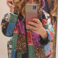 THE 'PANDORA PATCH' BRIGHT AND BEAUTIFUL PATCHWORK PRINT QUILTED HOODED JACKET