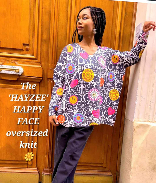 THE 'HAYZEE HAPPY FACE' RETRO 80'S STYLE OVERSIZED KNIT FROM OUR PARISIAN RANGE