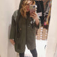 THE 'SUPERNOVA' KHAKI KAGOULE WITH HOPE MOTIF, FEATURE ZIP AND BUTTON DETAIL