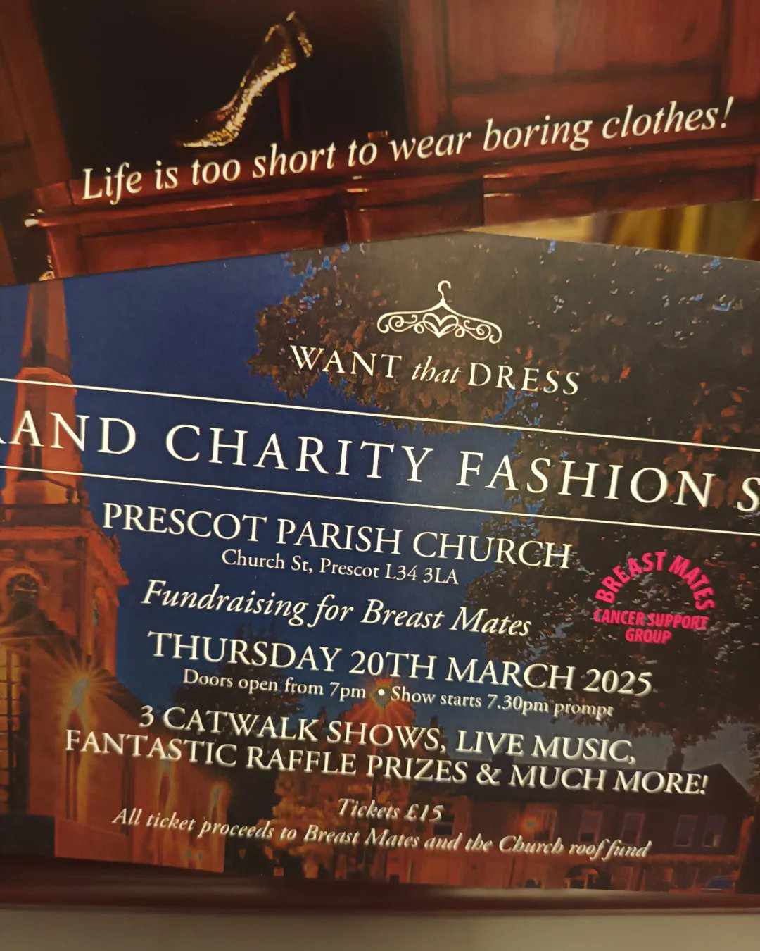 CHARITY FASHION SHOW TICKETS 20th MARCH 2025 SUPPORTING BREAST MATES PRESCOT