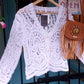 THE 'MARIELLA' VINTAGE STYLE 100% COTTON CROCHET CARDIGAN WHITE/BLACK OR CREAM