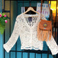 THE 'MARIELLA' VINTAGE STYLE 100% COTTON CROCHET CARDIGAN WHITE/BLACK OR CREAM
