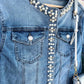 THE 'SILVER SPRINGS' BEAUTIFUL FEMALE FIT EMBELLISHED STRETCH FADED DENIM JACKET