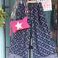 THE 'URBAN STAR'  TEXTURED DENIM STAR DESIGN WIDE LEGGED JEANS WITH STRETCH WAIST