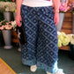 THE 'URBAN STAR'  TEXTURED DENIM STAR DESIGN WIDE LEGGED JEANS WITH STRETCH WAIST