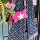 THE 'URBAN STAR'  TEXTURED DENIM STAR DESIGN WIDE LEGGED JEANS WITH STRETCH WAIST