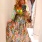 THE 'FANTASIA' STUNNING INDIAN COTTON RAINBOW COLOURED EMBROIDERED FLOWER DETAIL DRESS