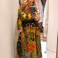 THE 'STEVIE' BREATHTAKING INDIAN COTTON BOHEMIAN PRINT FULL SKIRTED DRESS WITH LOVE BEAD EMBELLISHMENTS