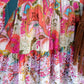 THE 'FANDANGO' BEAUTIFUL INDIAN COTTON RAINBOW FLORALS TUNIC WITH EMBROIDERED BELL SLEEVES AND HEMLINE.