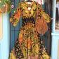 THE 'STEVIE' BREATHTAKING INDIAN COTTON BOHEMIAN PRINT FULL SKIRTED DRESS WITH LOVE BEAD EMBELLISHMENTS