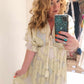THE 'CELENE' BEAUTIFUL TASSEL DETAIL FLOATY CHIFFON BEAD EMBELLISHED DRESS IN VANILLA AND GOLD