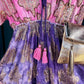 THE 'INDIE' BEAUTIFULLY BOHO LAVENDER/PINK FLIPPY GOLD EMBOSSED BEADED BELL SLEEVE DRESS/TOP
