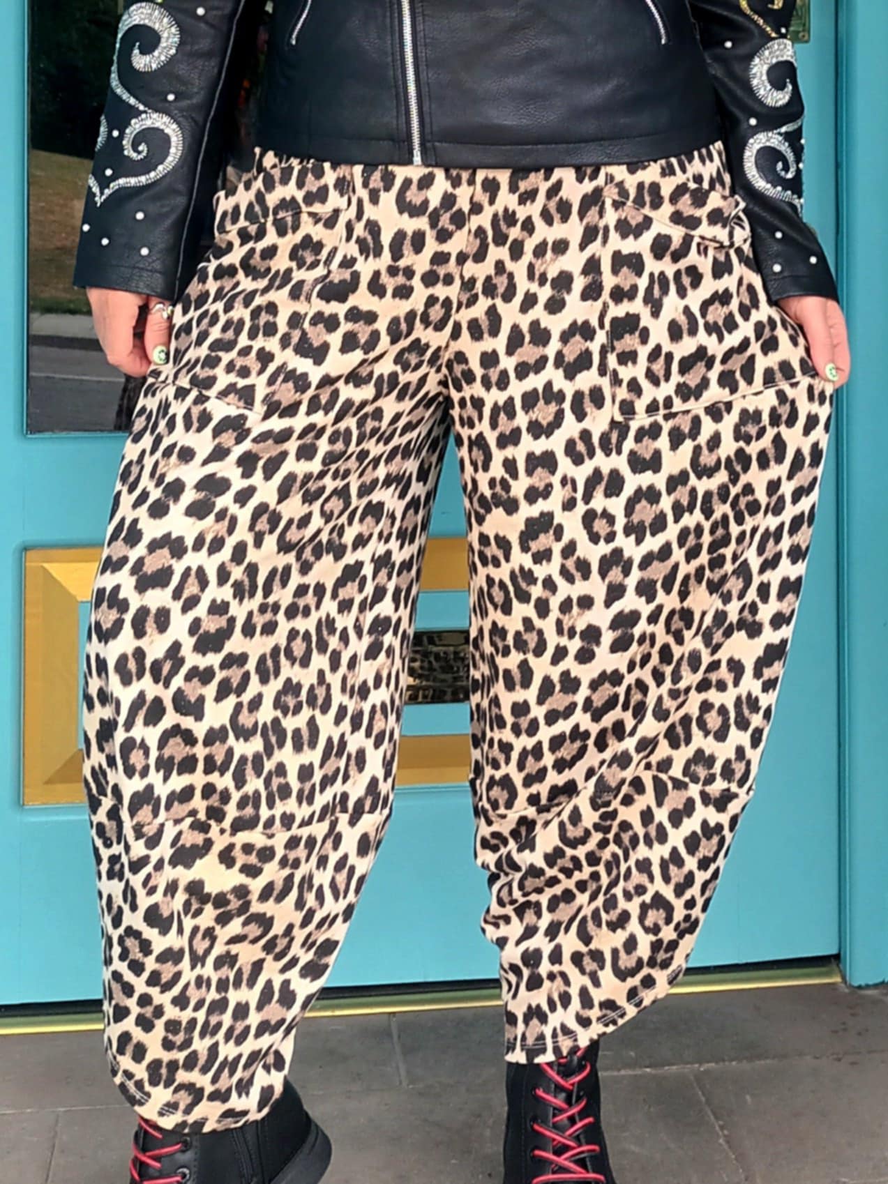 PANTALONES COCODRILO CON CINTURA ELÁSTICA Y ESTAMPADO DE LEOPARDO SUPERSUAVE 'ROXY'