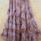 THE 'GYPSY ROSEBUD' STUNNING FLORAL RUFFLE DETAIL FLIPPY TULLE SKIRT IN SUGAR PINK