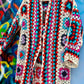 THE 'PATSY' CROCHET SQUARES 70'S STYLE MAXI CARDIGAN IN PRETTY RAINBOW COLOURS
