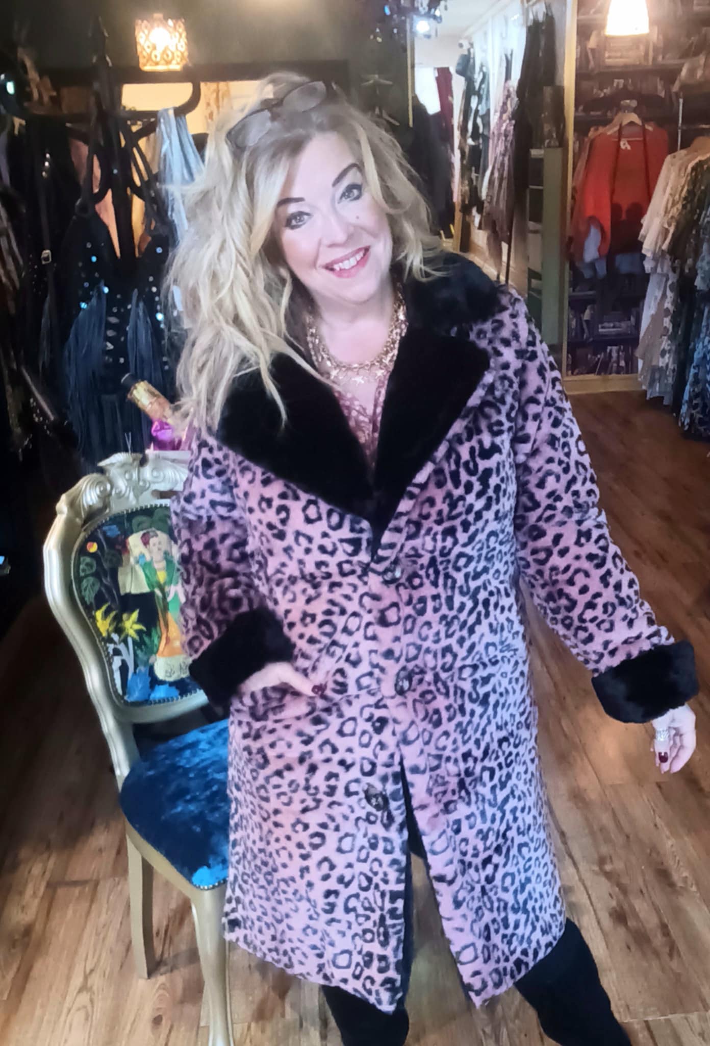 THE 'LEONA' EXQUISITELY SOFT PLUSH LEOPARD FAUX FUR COAT IN PINK OR BEIGE